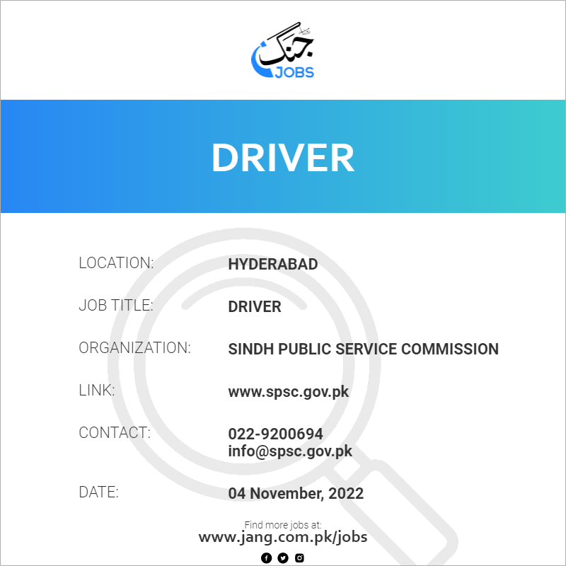 driver-job-sindh-public-service-commission-jobs-in-hyderabad-54482