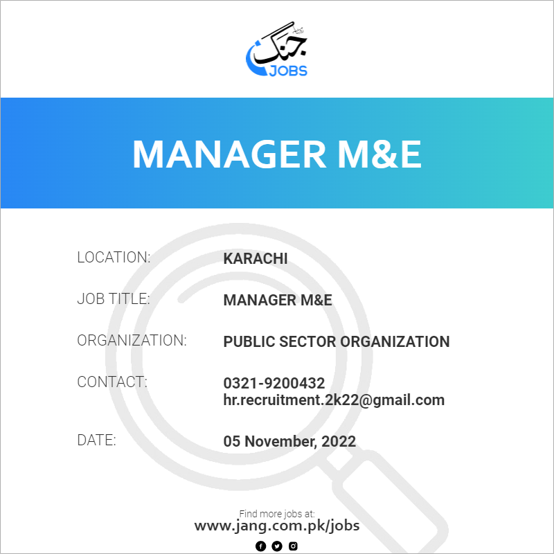 manager-m-e-job-public-sector-organization-jobs-in-karachi-54553