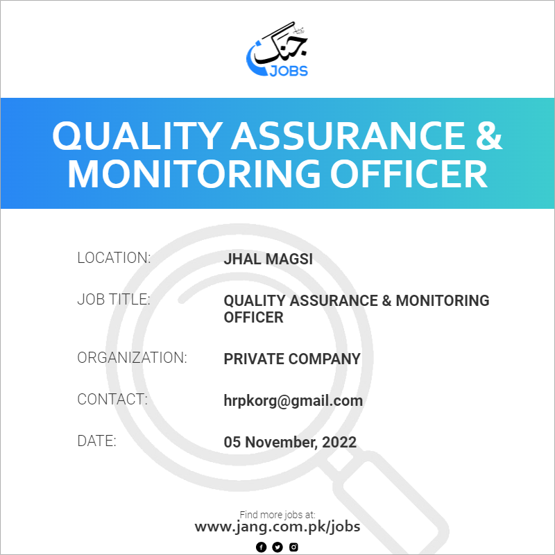Quality Assurance & Monitoring Officer