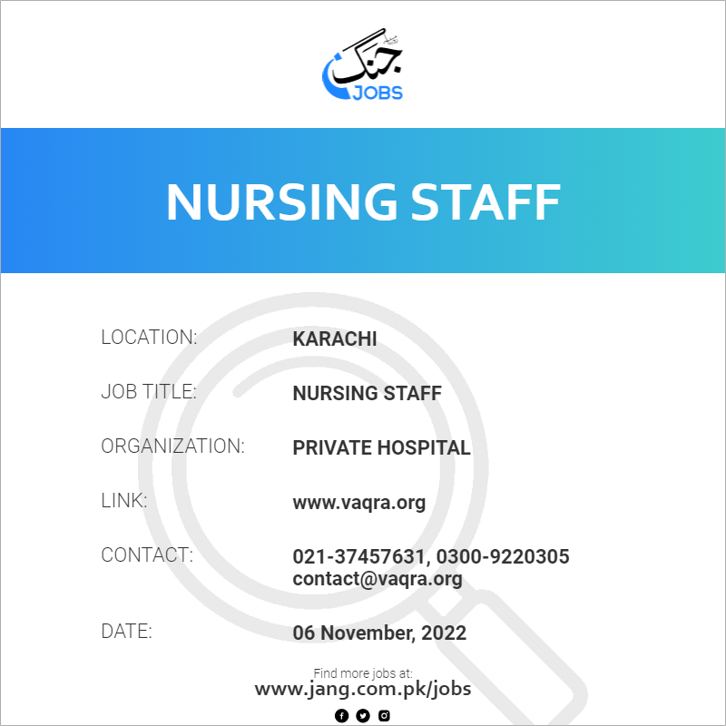 nursing job in karachi hospital