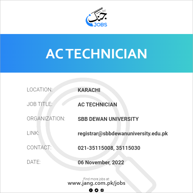 ac-technician-job-sbb-dewan-university-jobs-in-karachi-54674