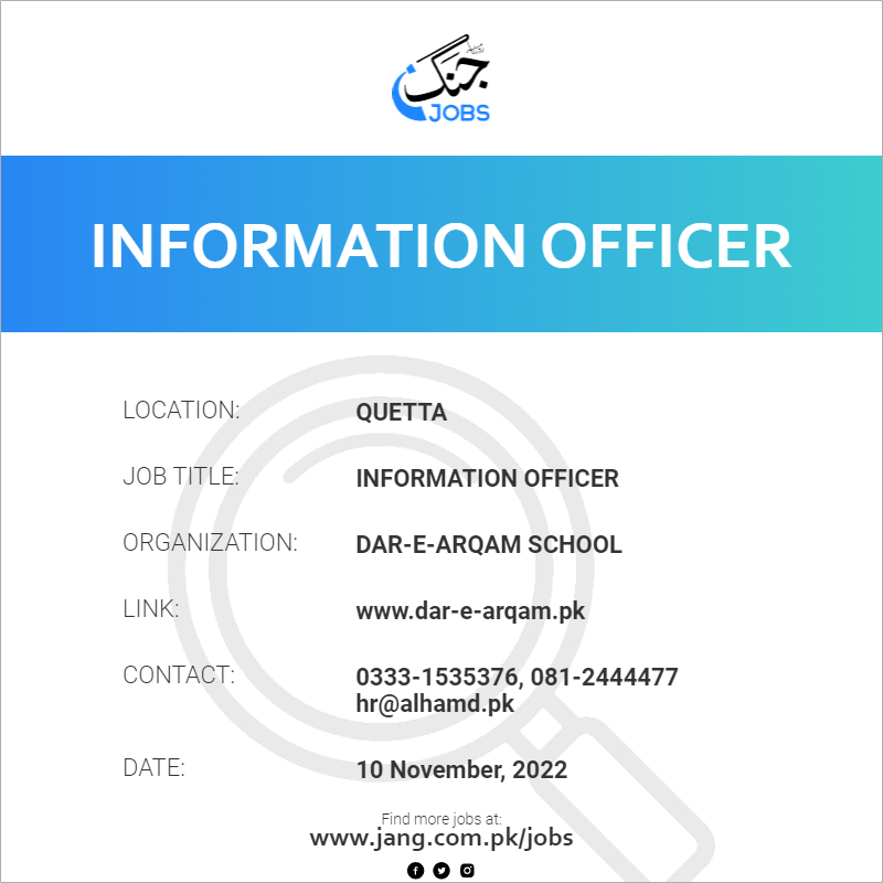 information-officer-job-dar-e-arqam-school-jobs-in-quetta-54945