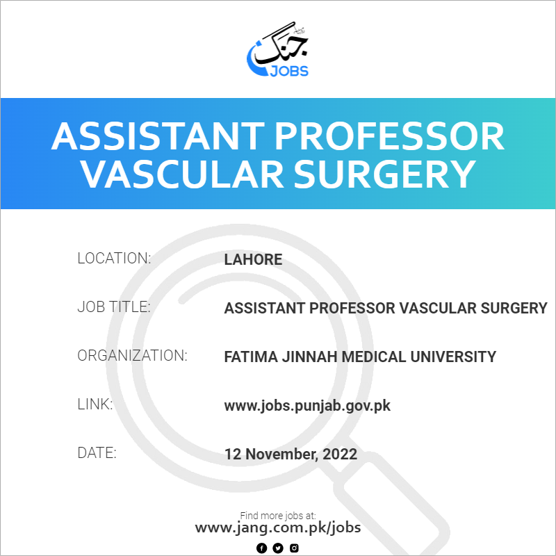 Assistant Professor Vascular Surgery
