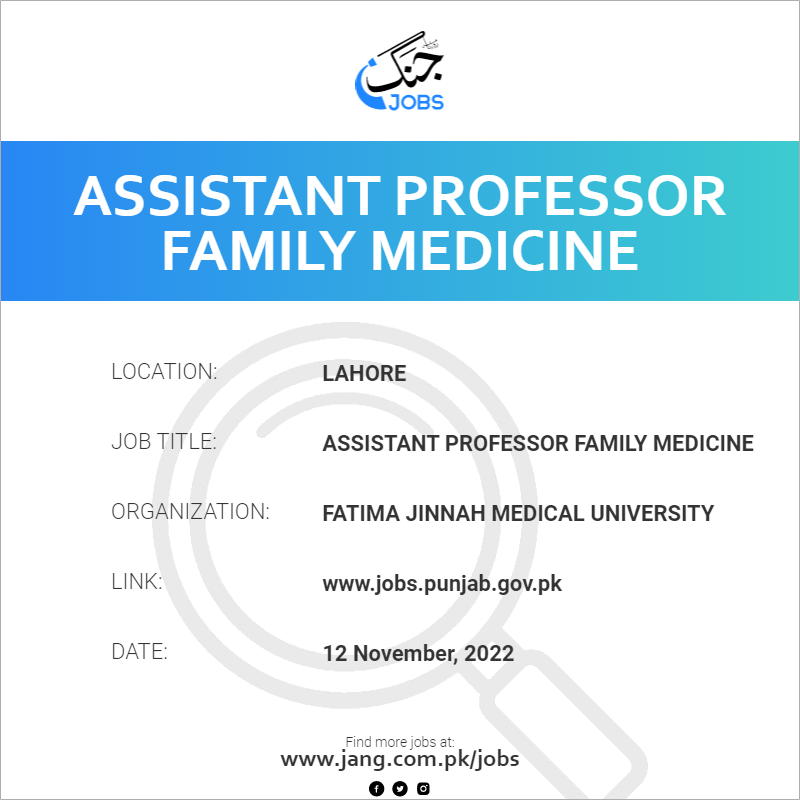 Assistant Professor Family Medicine
