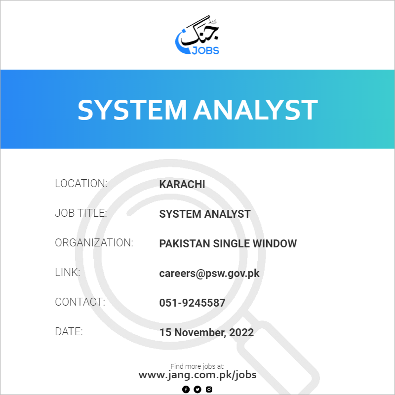 system-analyst-job-pakistan-single-window-jobs-in-karachi-55222