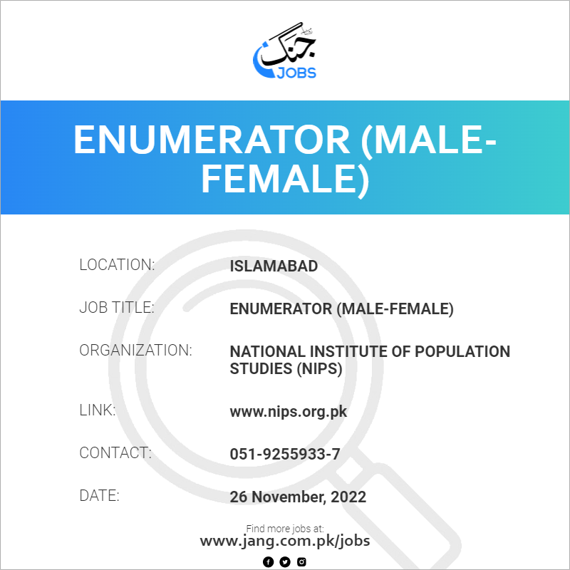 Enumerator (Male-Female)