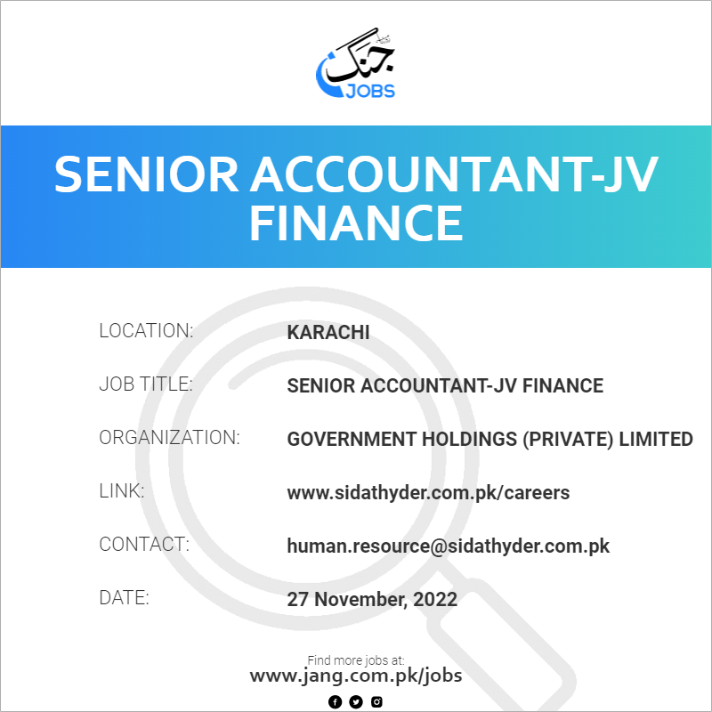 Senior Accountant-JV Finance