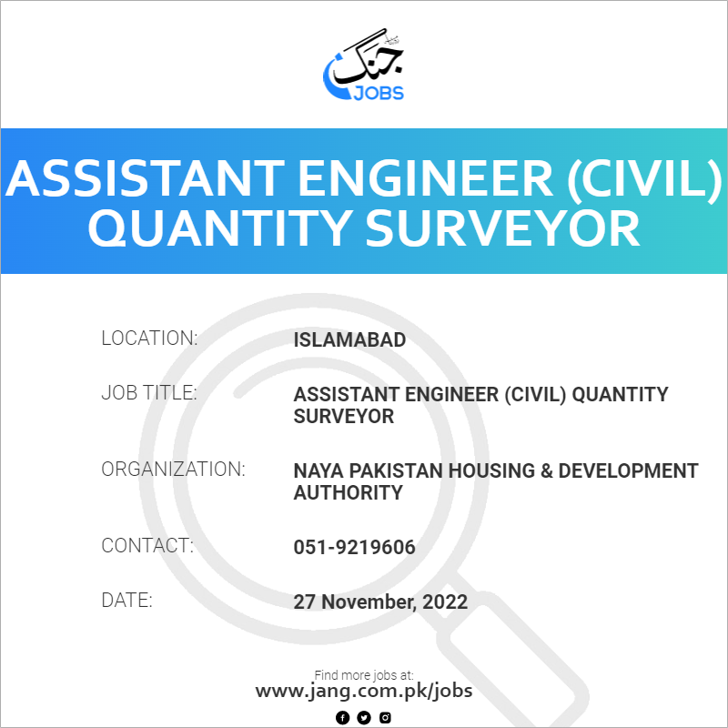 Assistant Engineer (Civil) Quantity Surveyor