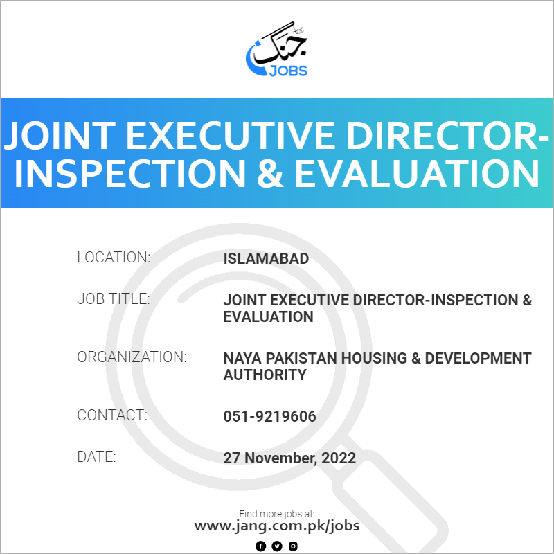 Joint Executive Director-Inspection & Evaluation