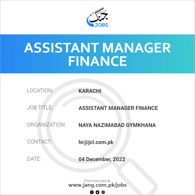 Assistant Manager Finance