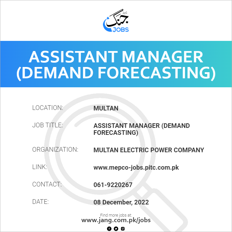 Assistant Manager (Demand Forecasting)