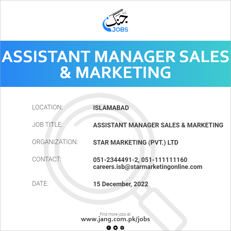 Assistant Manager Sales & Marketing