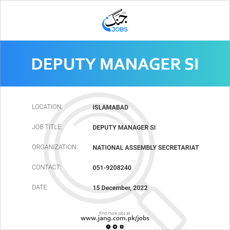 Deputy Manager SI