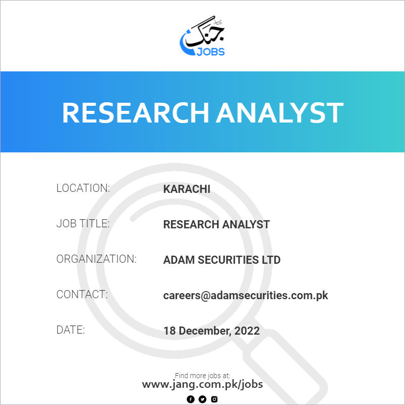research analyst jobs karachi