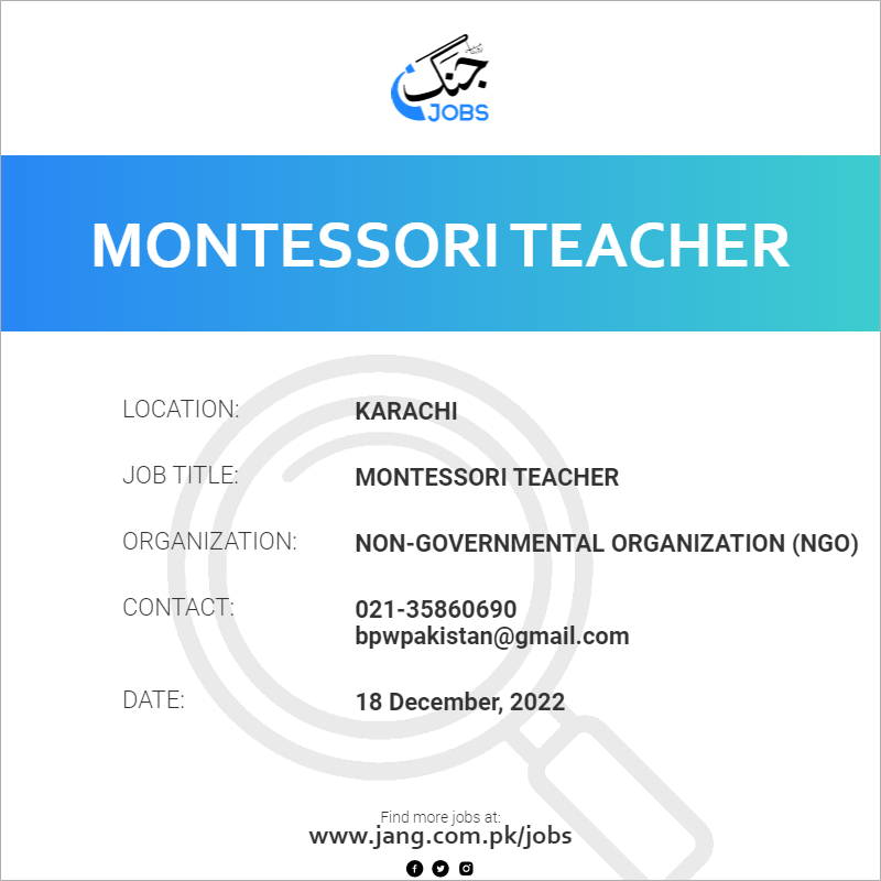 Montessori Teacher Job Non governmental Organization ngo Jobs In montessori-teacher-job-non-governmental-organization-ngo-jobs-in