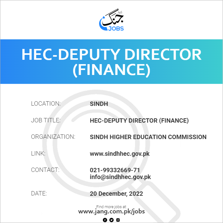 HEC-Deputy Director (Finance)