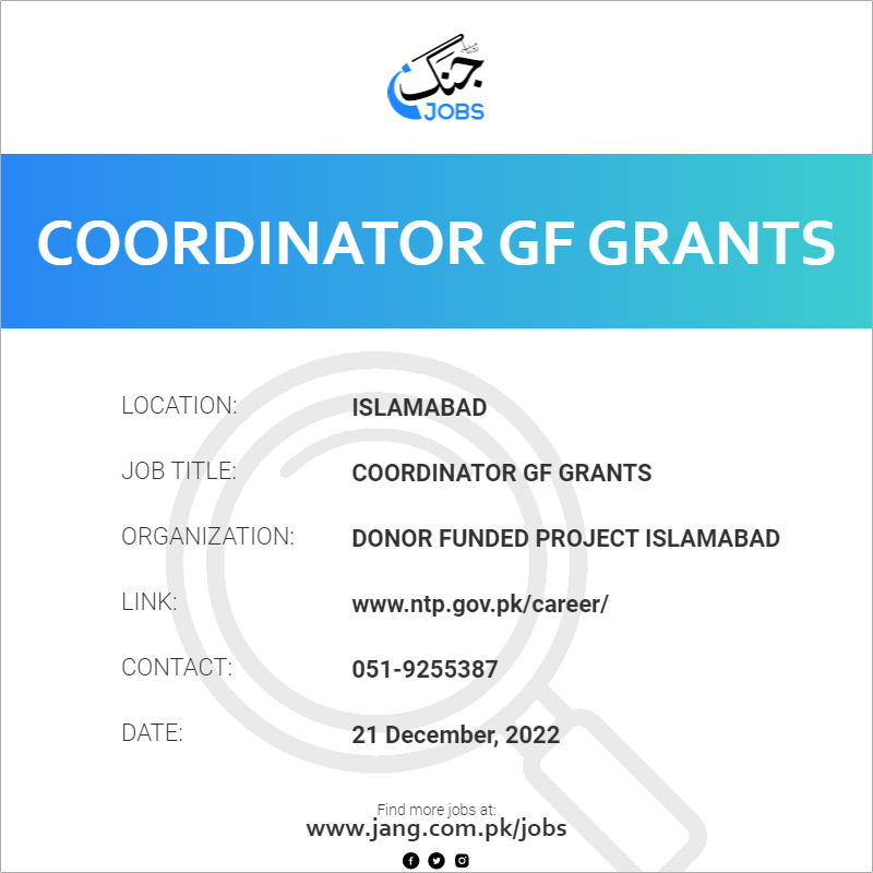 coordinator-gf-grants-job-donor-funded-project-islamabad-jobs-in