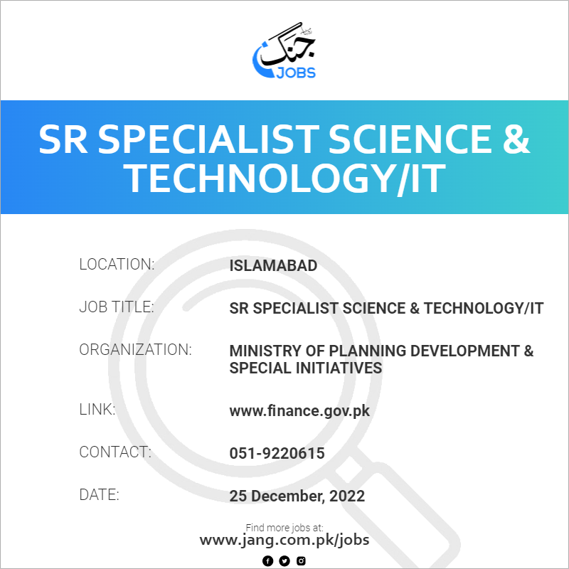 Sr Specialist Science & Technology/IT 