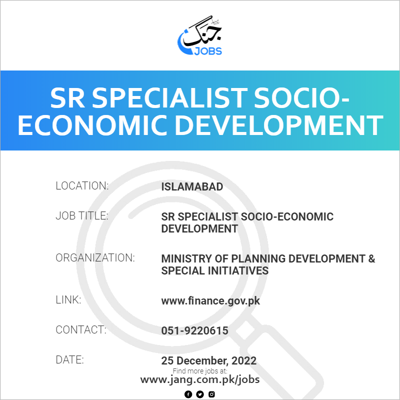 Socio Economic Specialist Job Description