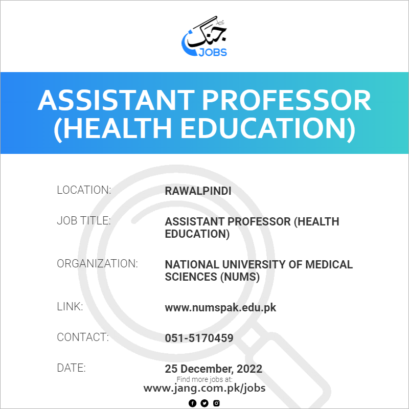 Assistant Professor (health Education) Job National University Of