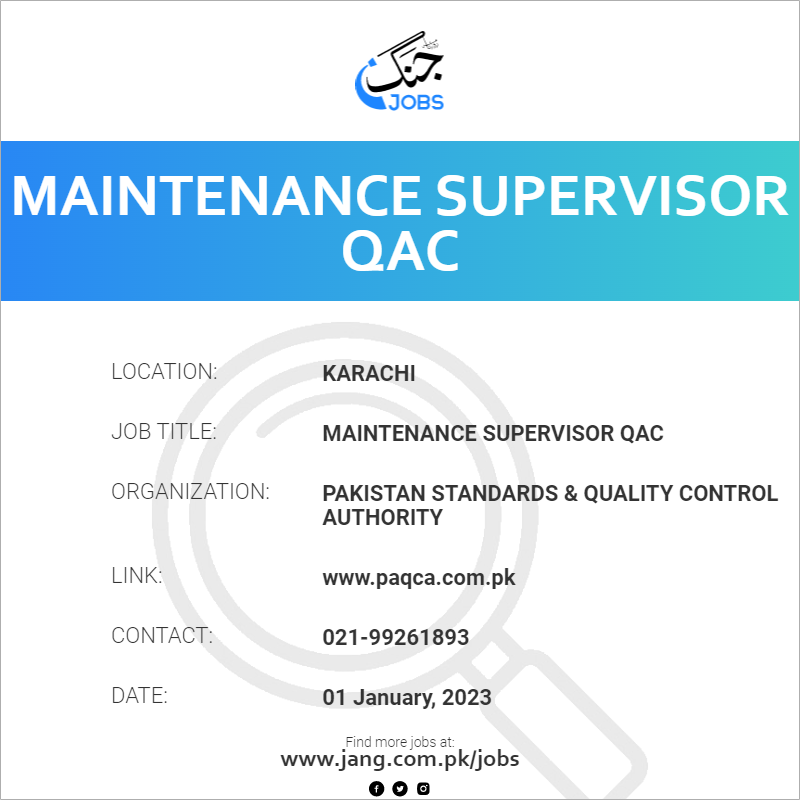 Maintenance Supervisor QAC