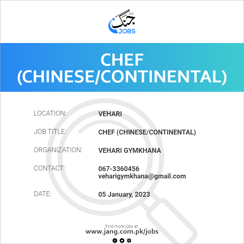 chef (Chinese/Continental)