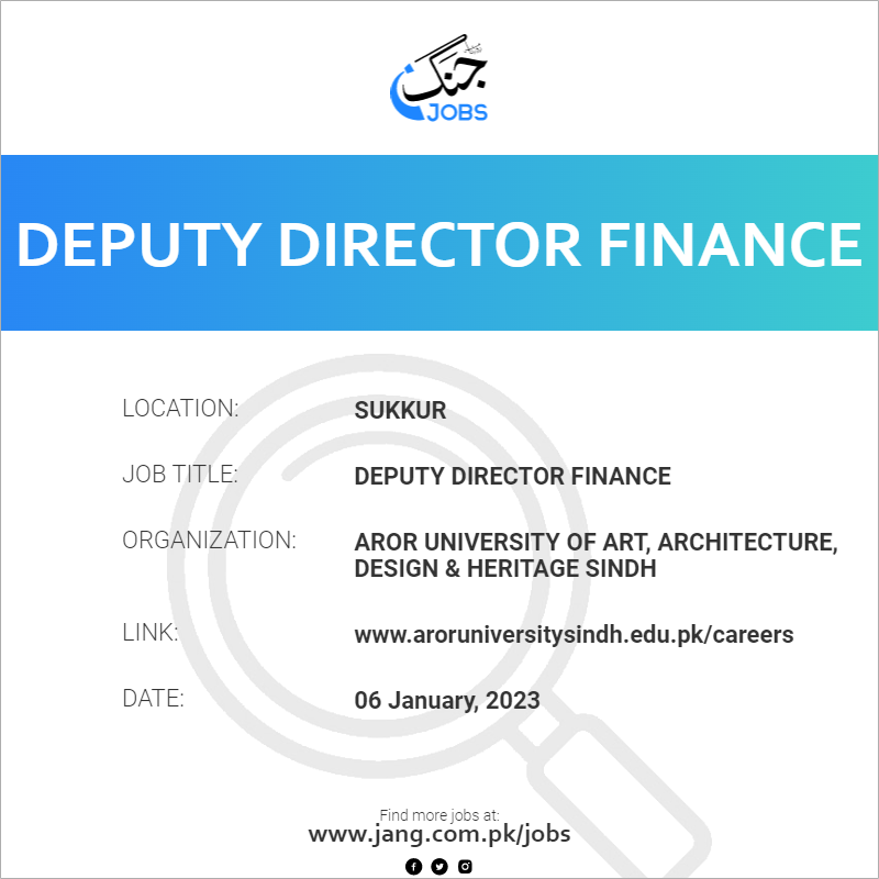 Deputy Director Finance Job Aror University Of Art Architecture