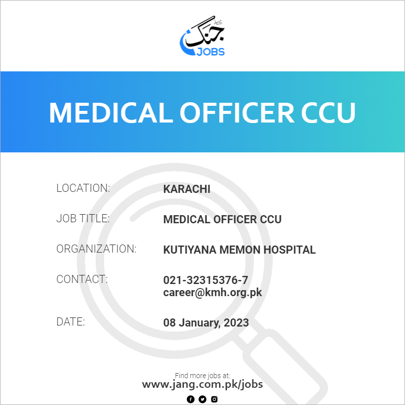 Medical Officer CCU