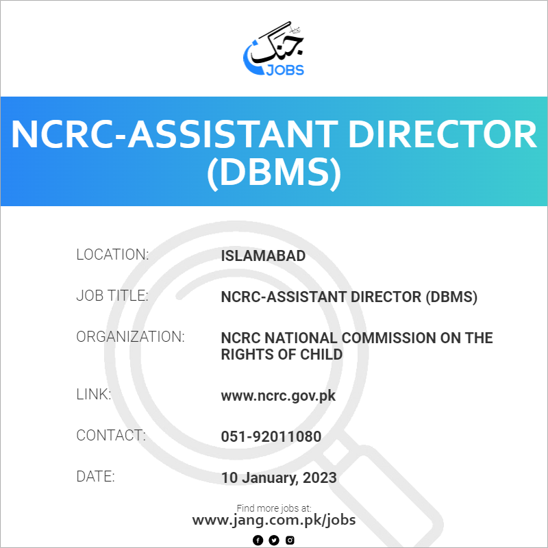 NCRC-Assistant Director (DBMS)