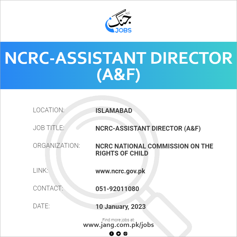 NCRC-Assistant Director (A&F)