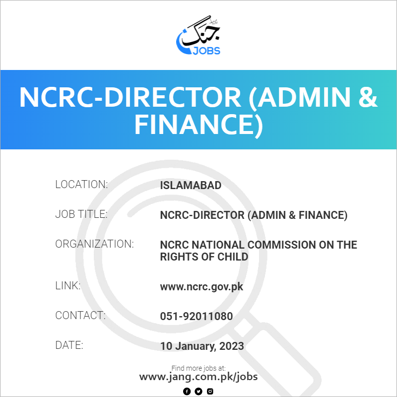 NCRC-Director (Admin & Finance)