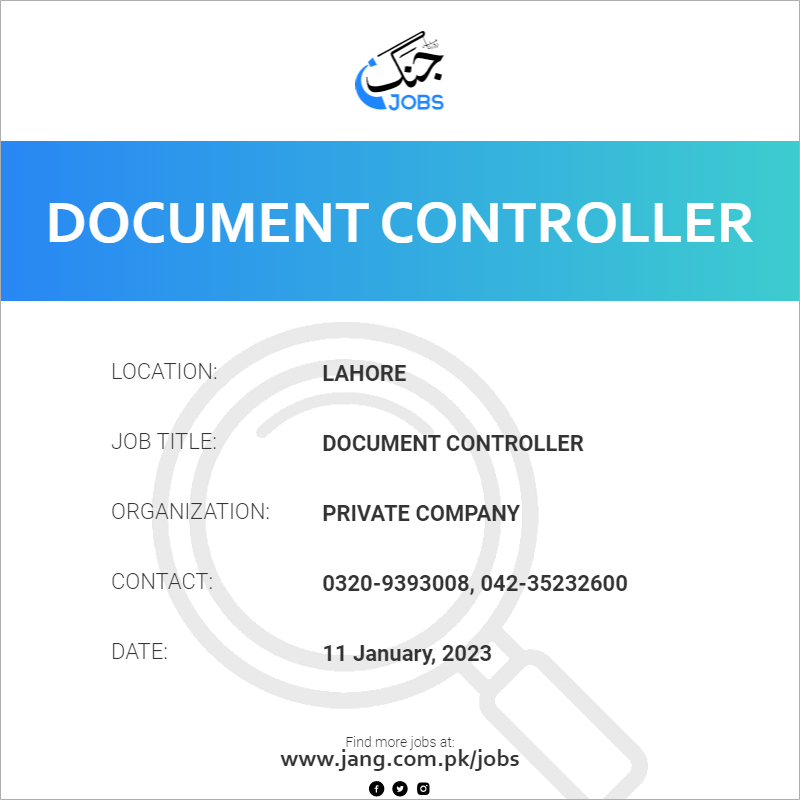 document-controller-job-private-company-jobs-in-lahore-58261