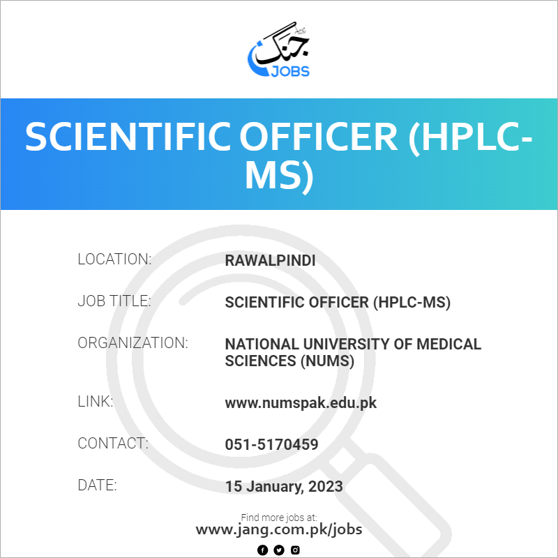 Scientific Officer (HPLC-MS)