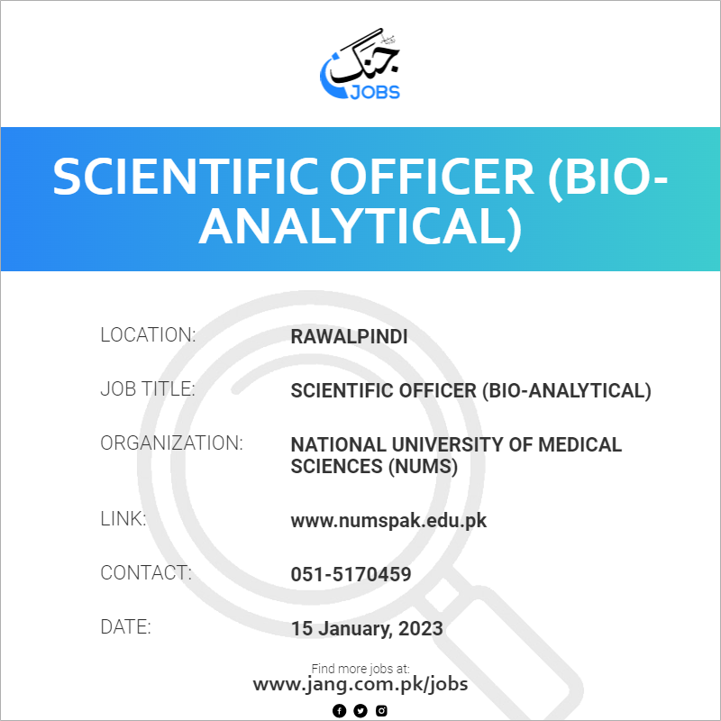 Scientific Officer (Bio-Analytical)