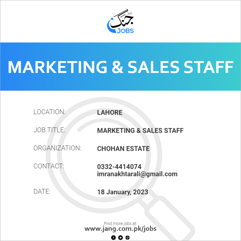 Marketing & Sales Staff