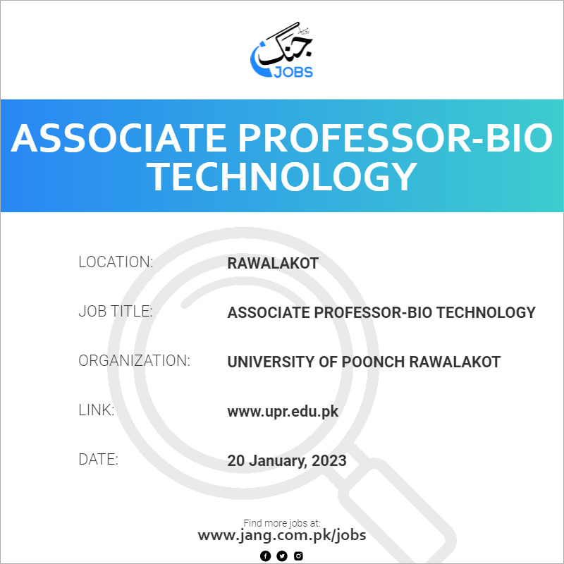 Associate Professor-Bio Technology