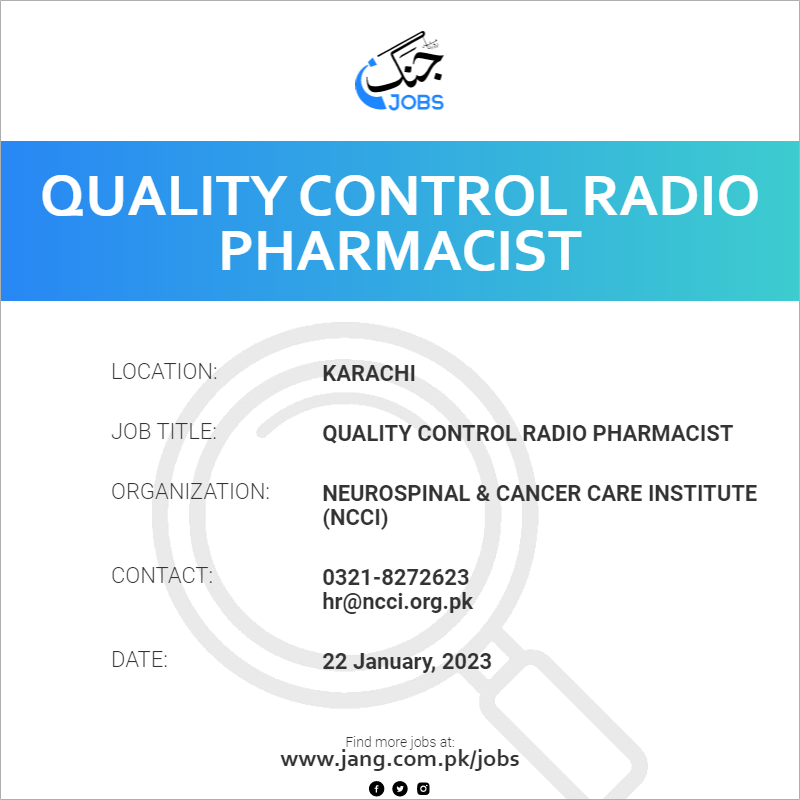 Quality Control Radio Pharmacist