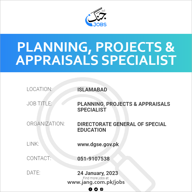 Planning, Projects & Appraisals Specialist