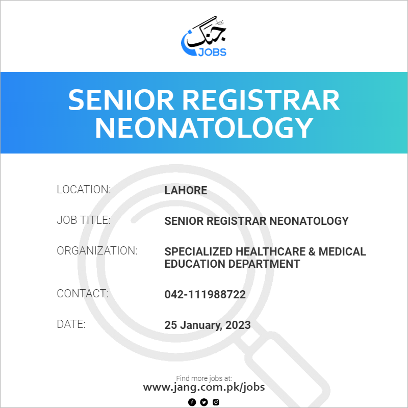 Senior Registrar Neonatology