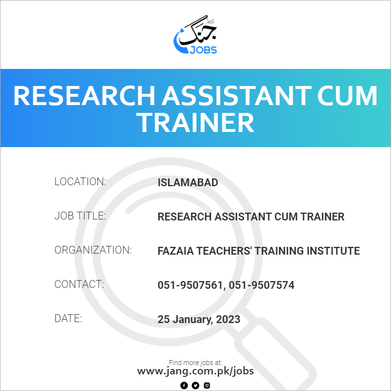 Research Assistant Cum Trainer