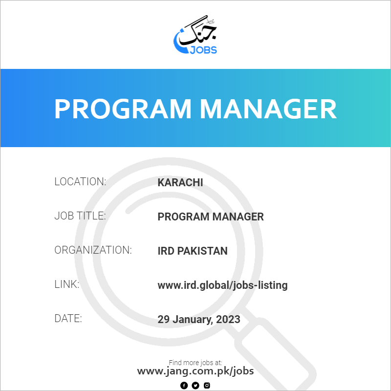 program-manager-job-ird-pakistan-jobs-in-karachi-59063