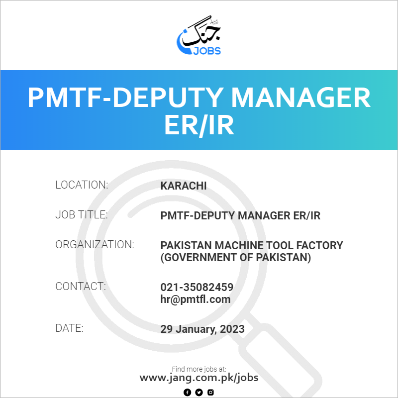 PMTF-Deputy Manager ER/IR