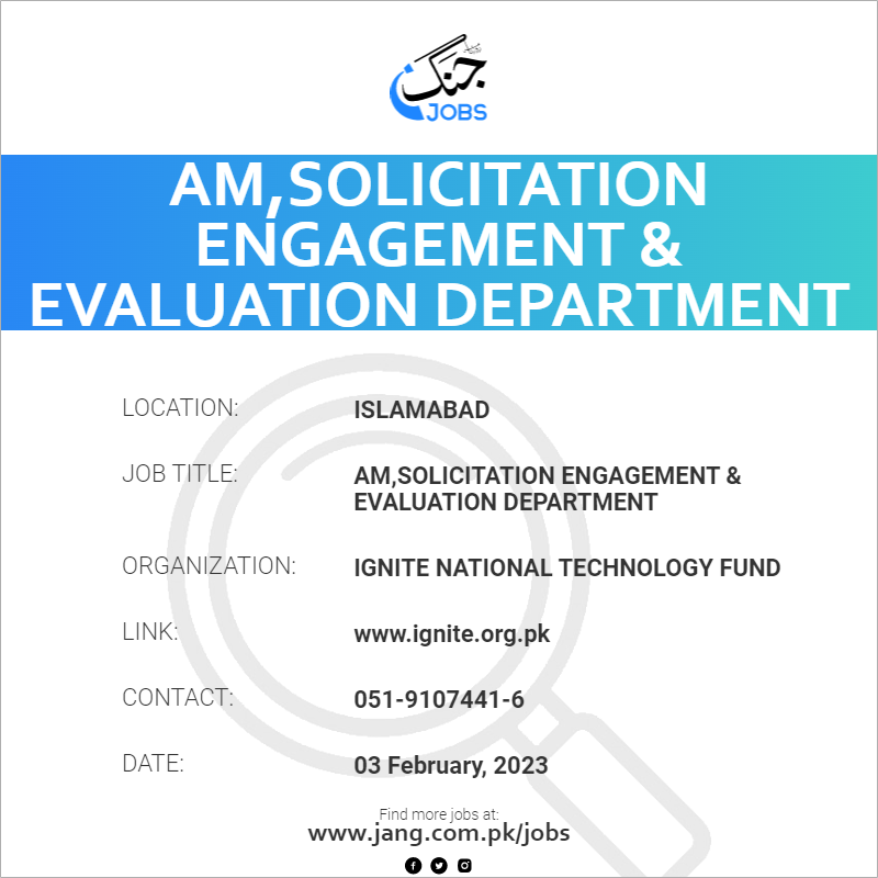 AM,Solicitation Engagement & Evaluation Department 