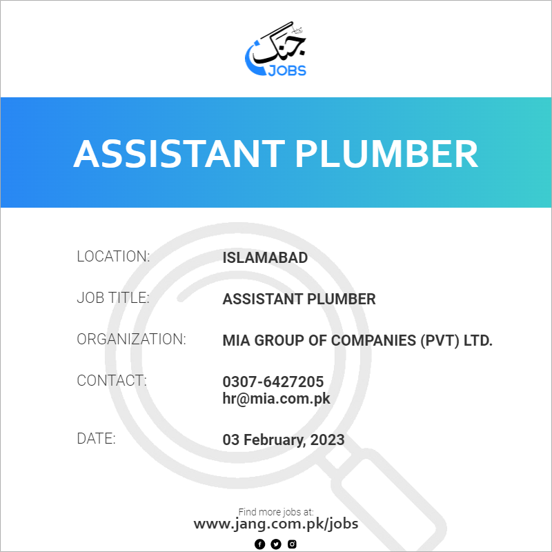 Assistant Plumber