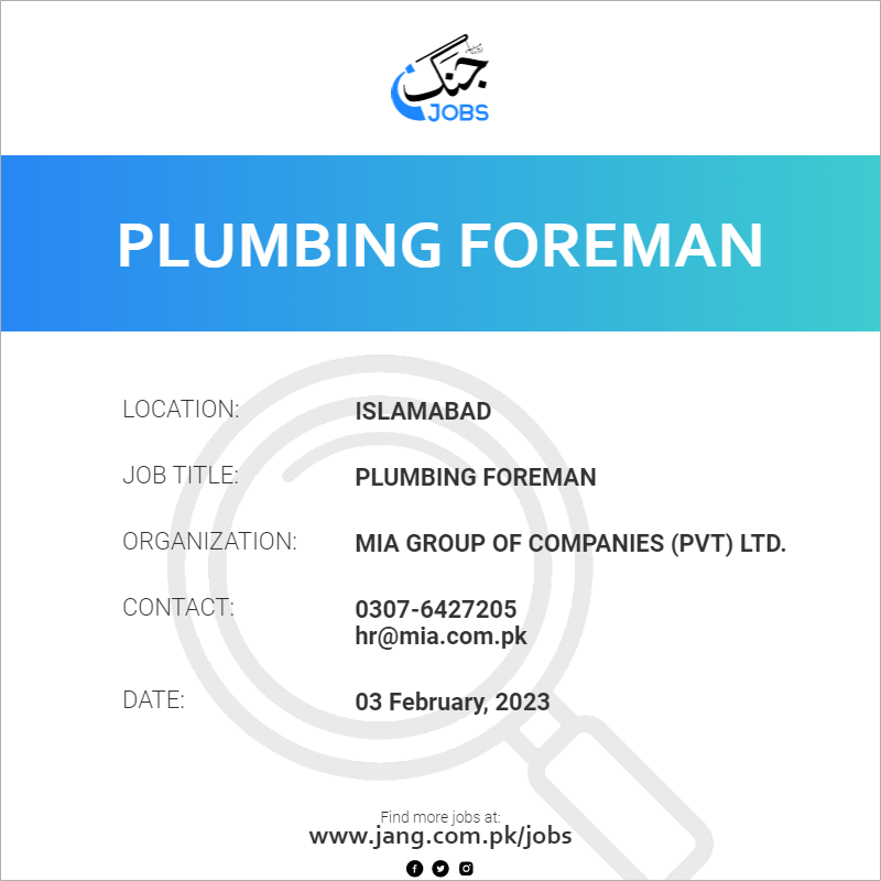 Plumbing Foreman
