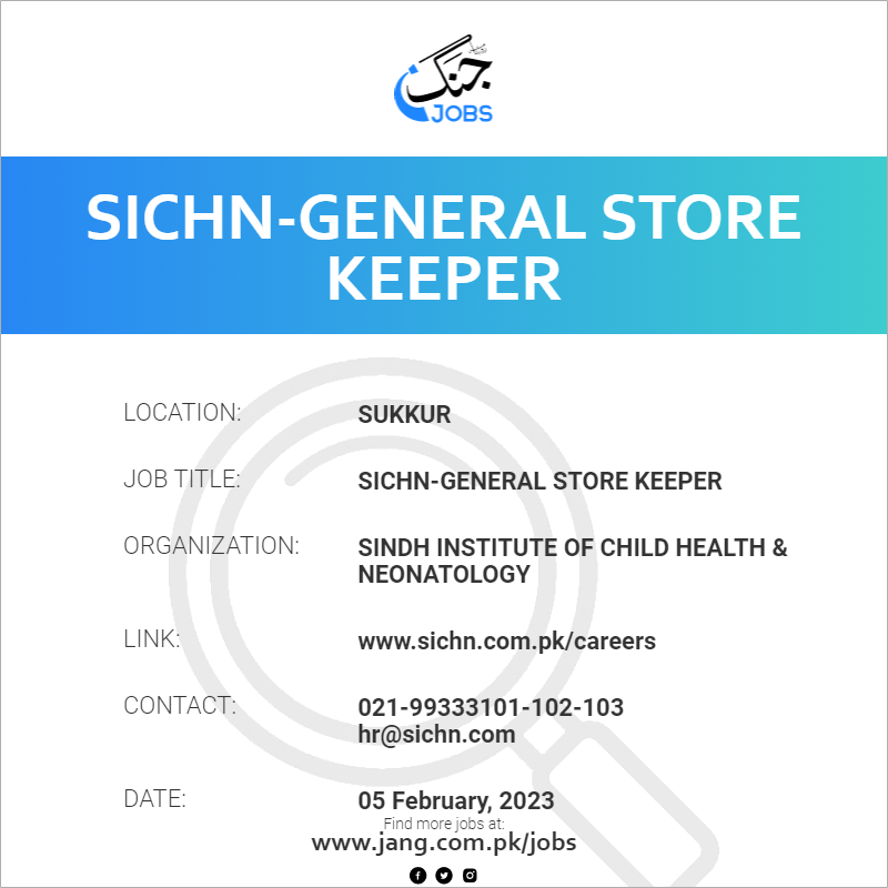 Sichn general Store Keeper Job Sindh Institute Of Child Health cover-letter-store-keeper-pdf