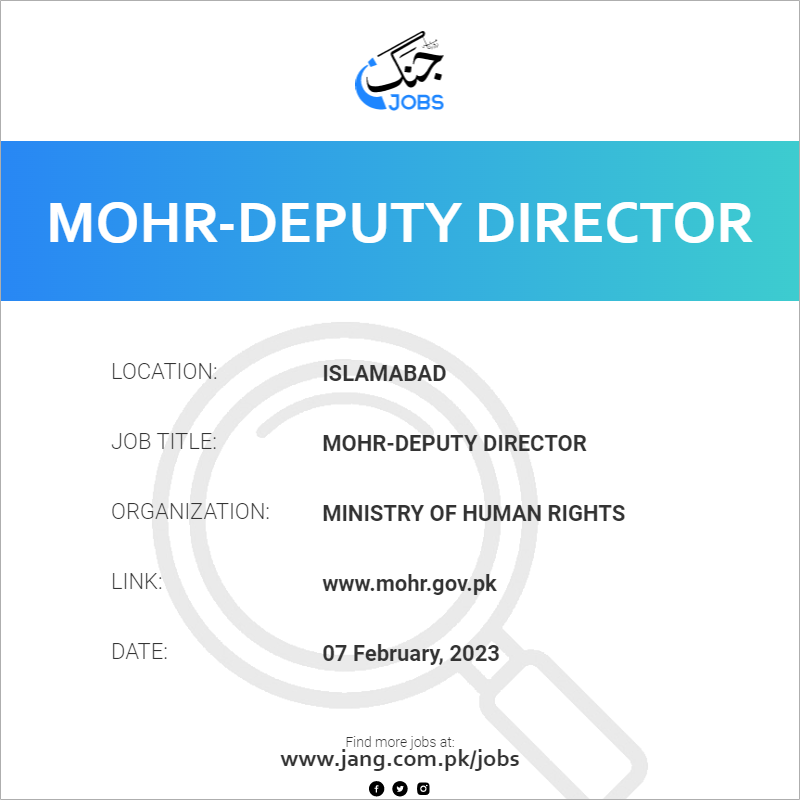 MOHR-Deputy Director 