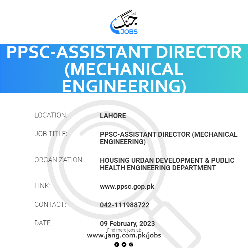 PPSC-Assistant Director (Mechanical Engineering)