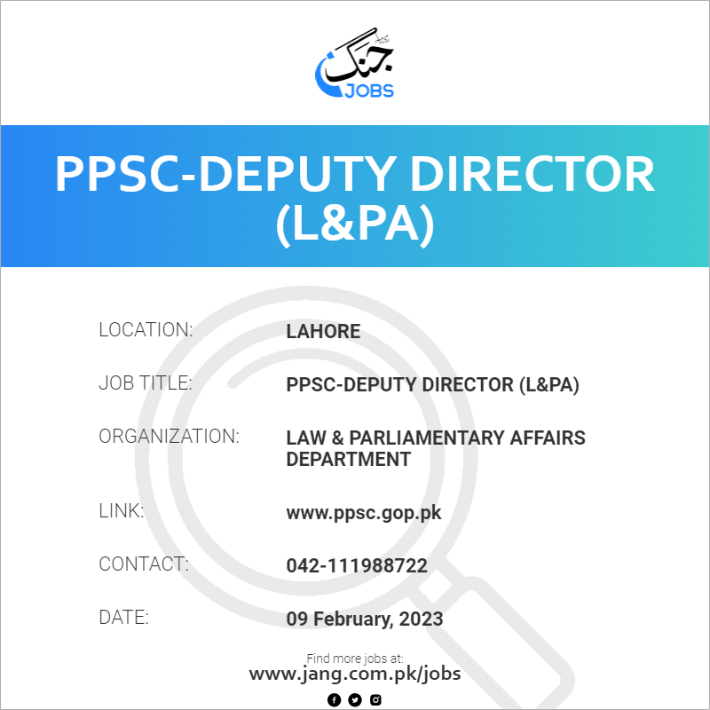 PPSC-Deputy Director (L&PA)