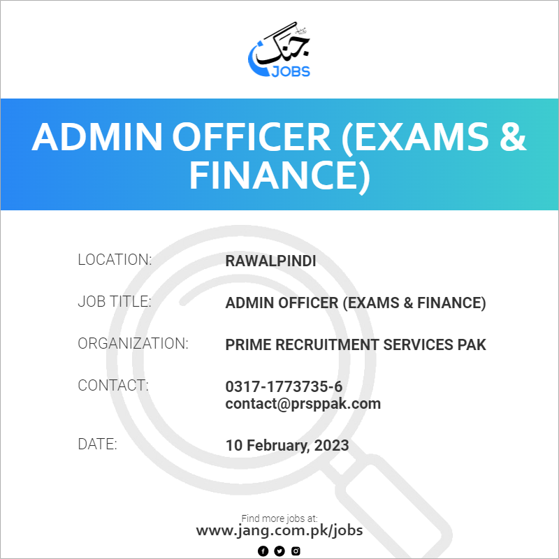 Admin Officer (Exams & Finance)